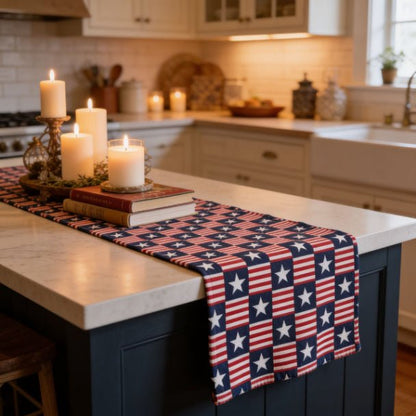 Americana Charm Table Runner | Patriotic Stars & Stripes Dining Table Décor - ZumBuys