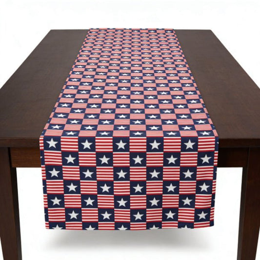 Americana Charm Table Runner | Patriotic Stars & Stripes Dining Table Décor - ZumBuys