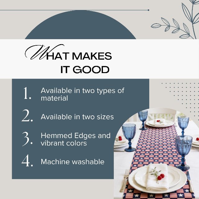 Americana Charm Table Runner | Patriotic Stars & Stripes Dining Table Décor - ZumBuys