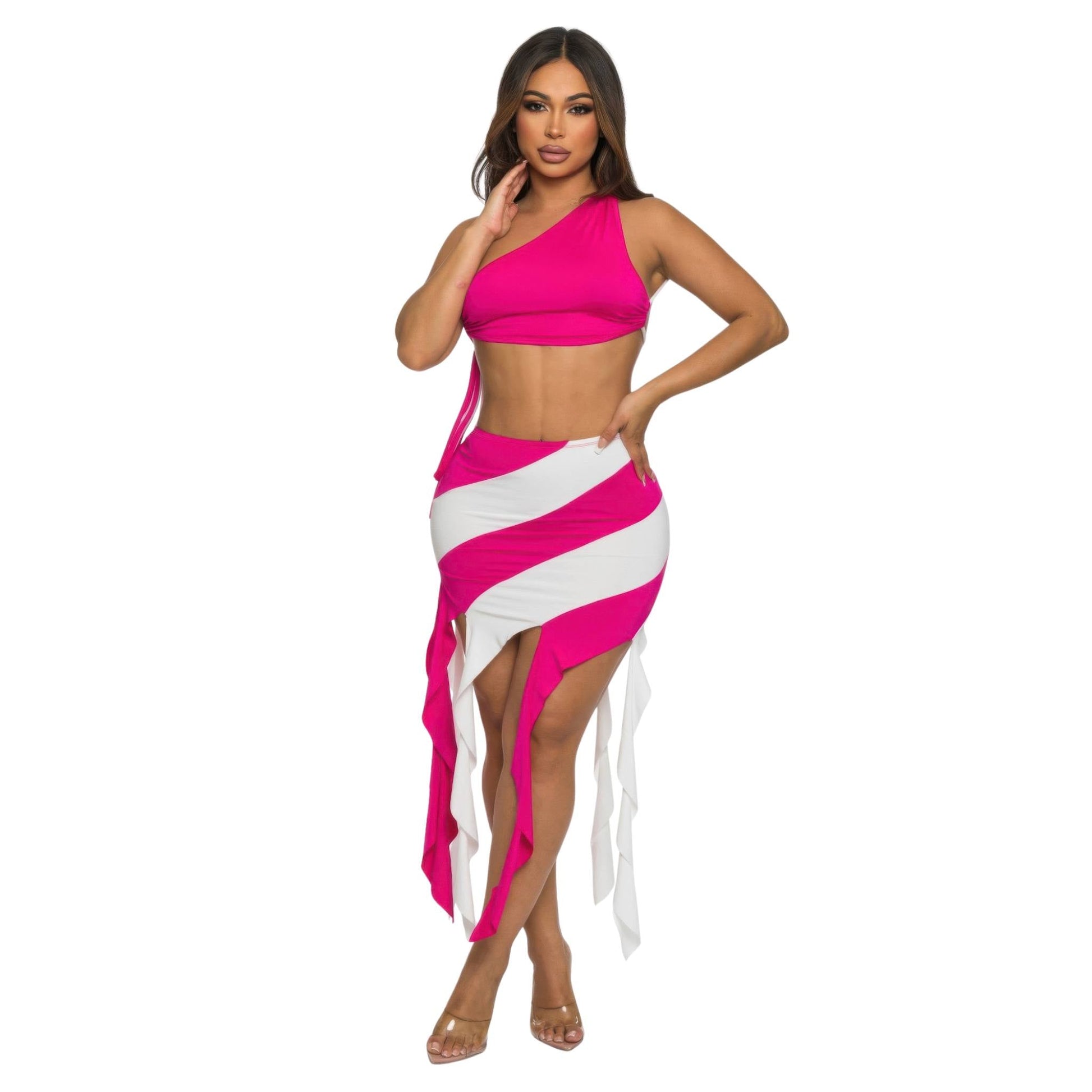 Asymmetric Crop Skirt Set - ZumBuys