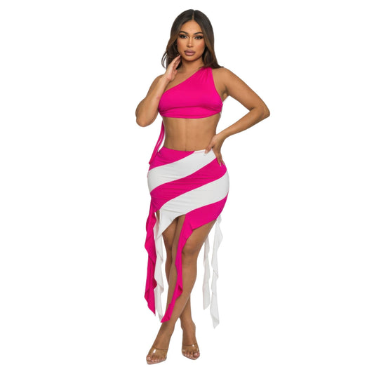Asymmetric Crop Skirt Set - ZumBuys