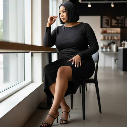 Asymmetrical Sweater Dress With Waterfall Ruffle - ZumBuys