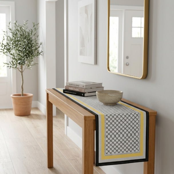 Aura Fusion Table Runner – Modern Geometric Table Runner in Cotton Twill or Polyester - ZumBuys