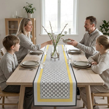 Aura Fusion Table Runner – Modern Geometric Table Runner in Cotton Twill or Polyester - ZumBuys