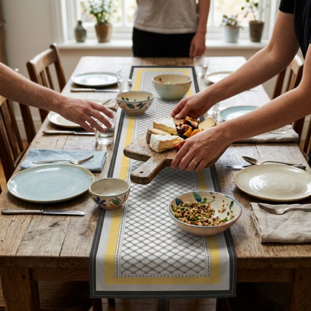 Aura Fusion Table Runner – Modern Geometric Table Runner in Cotton Twill or Polyester - ZumBuys