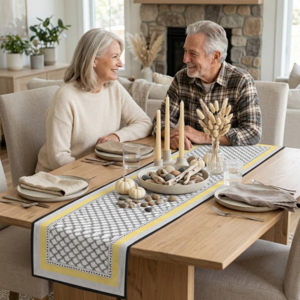 Aura Fusion Table Runner – Modern Geometric Table Runner in Cotton Twill or Polyester - ZumBuys