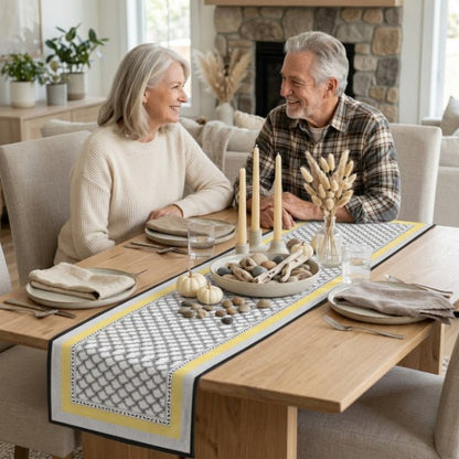 Aura Fusion Table Runner – Modern Geometric Table Runner in Cotton Twill or Polyester - ZumBuys