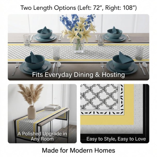 Aura Fusion Table Runner – Modern Geometric Table Runner in Cotton Twill or Polyester - ZumBuys