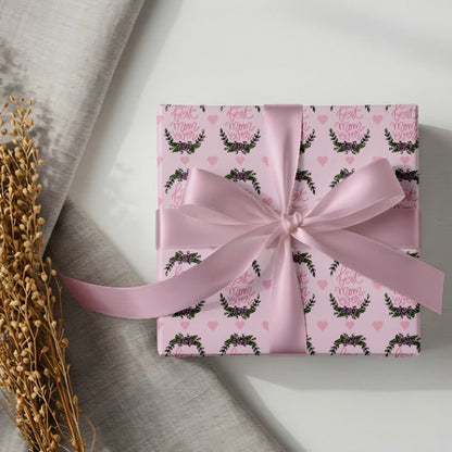 Best Mom Ever Wrapping Paper – Mother’s Day Gift Wrap, Floral Heart Design, Premium Gift Wrap Roll, Matte or Glossy Finish - ZumBuys