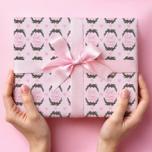 Best Mom Ever Wrapping Paper – Mother’s Day Gift Wrap, Floral Heart Design, Premium Gift Wrap Roll, Matte or Glossy Finish - ZumBuys