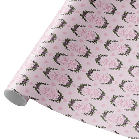 Best Mom Ever Wrapping Paper – Mother’s Day Gift Wrap, Floral Heart Design, Premium Gift Wrap Roll, Matte or Glossy Finish - ZumBuys