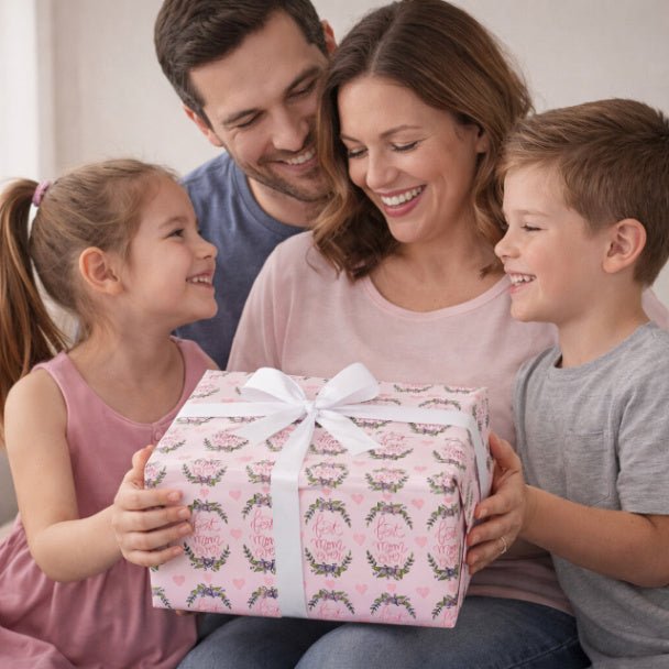 Best Mom Ever Wrapping Paper – Mother’s Day Gift Wrap, Floral Heart Design, Premium Gift Wrap Roll, Matte or Glossy Finish - ZumBuys