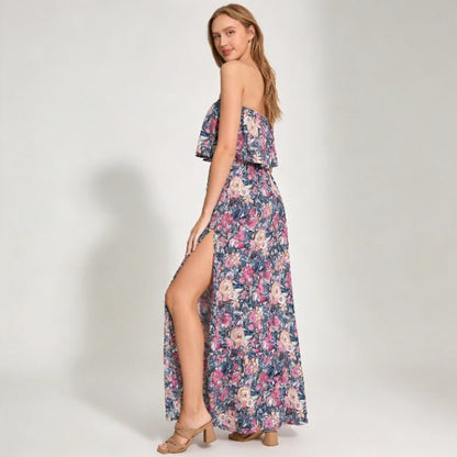 Bloom Party Strapless Maxi Dress – Floral Summer Resort Dress - ZumBuys