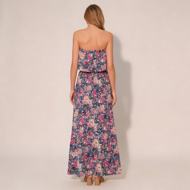 Bloom Party Strapless Maxi Dress – Floral Summer Resort Dress - ZumBuys
