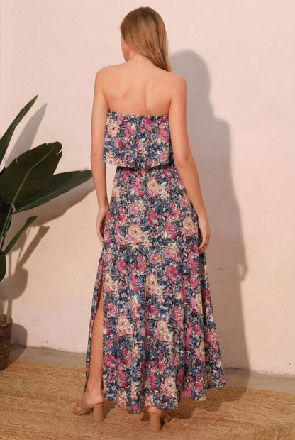 Bloom Party Strapless Maxi Dress – Floral Summer Resort Dress - ZumBuys
