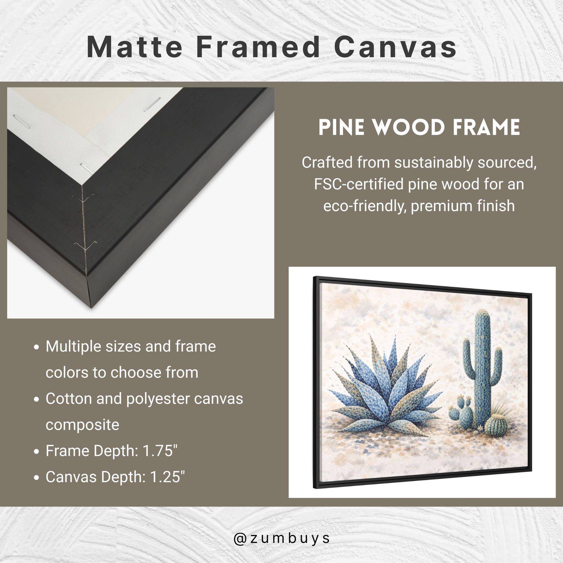Blue Desert Botanicals Matte Canvas, Framed (Multi - color) - ZumBuys