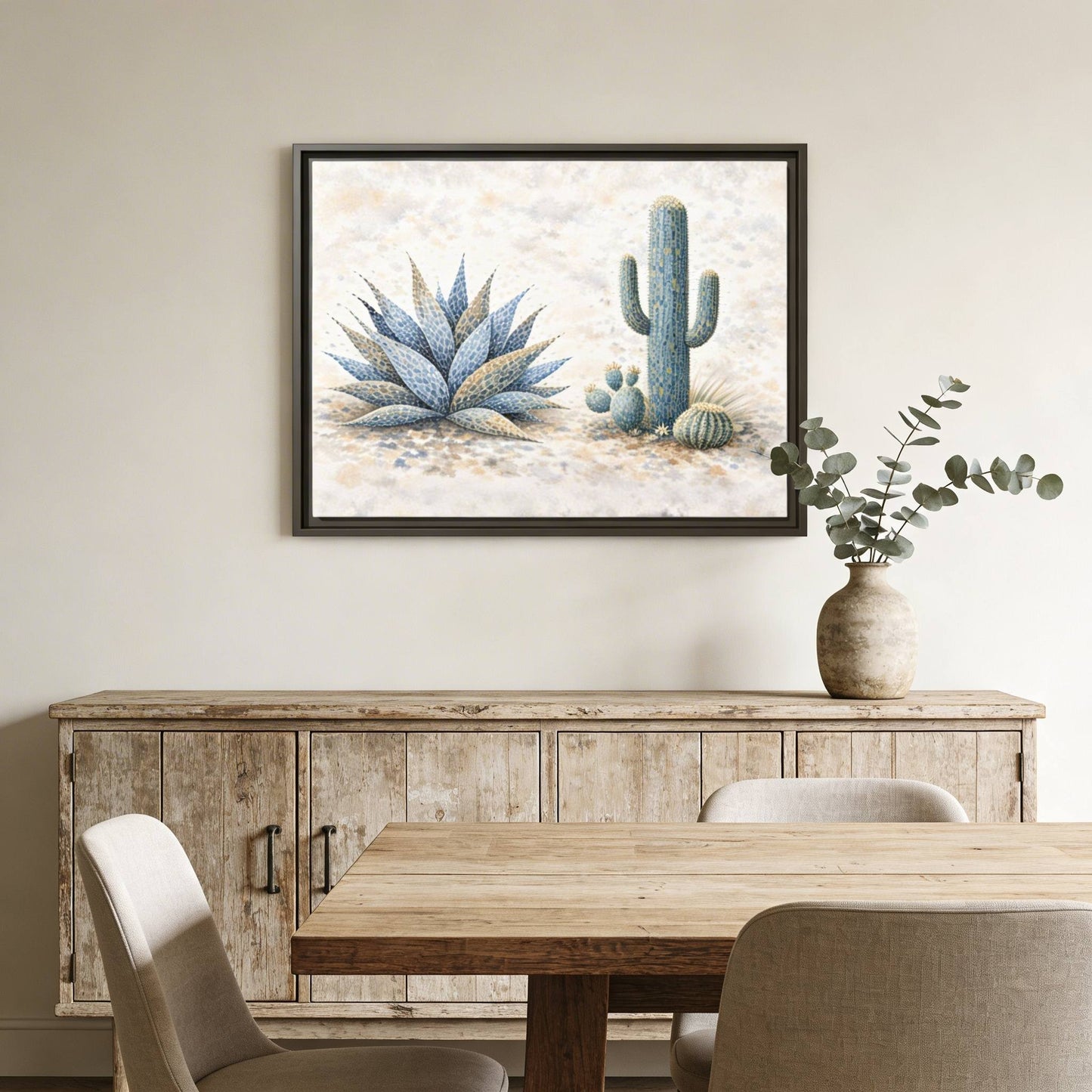 Blue Desert Botanicals Matte Canvas, Framed (Multi - color) - ZumBuys