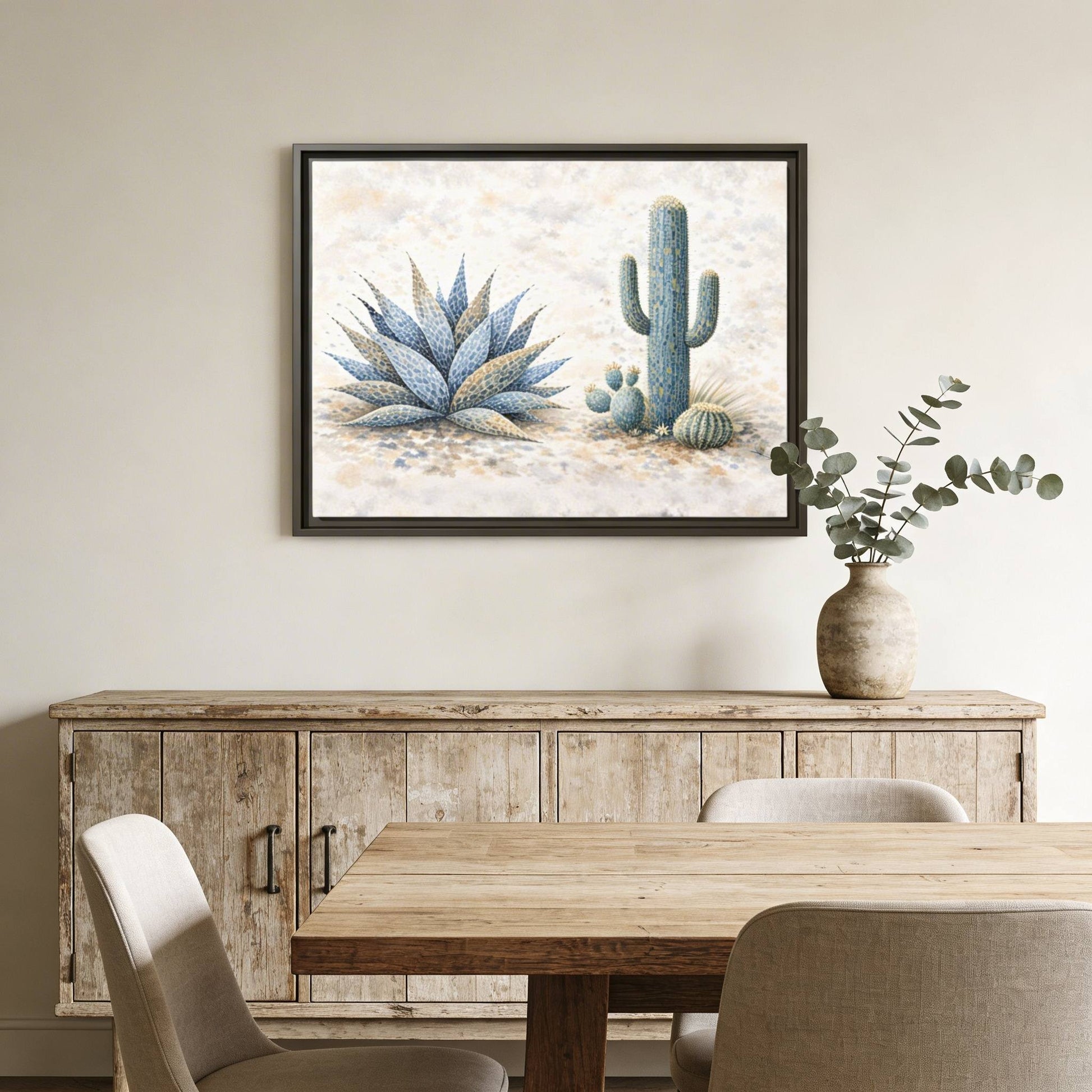 Blue Desert Botanicals Matte Canvas, Framed (Multi - color) - ZumBuys
