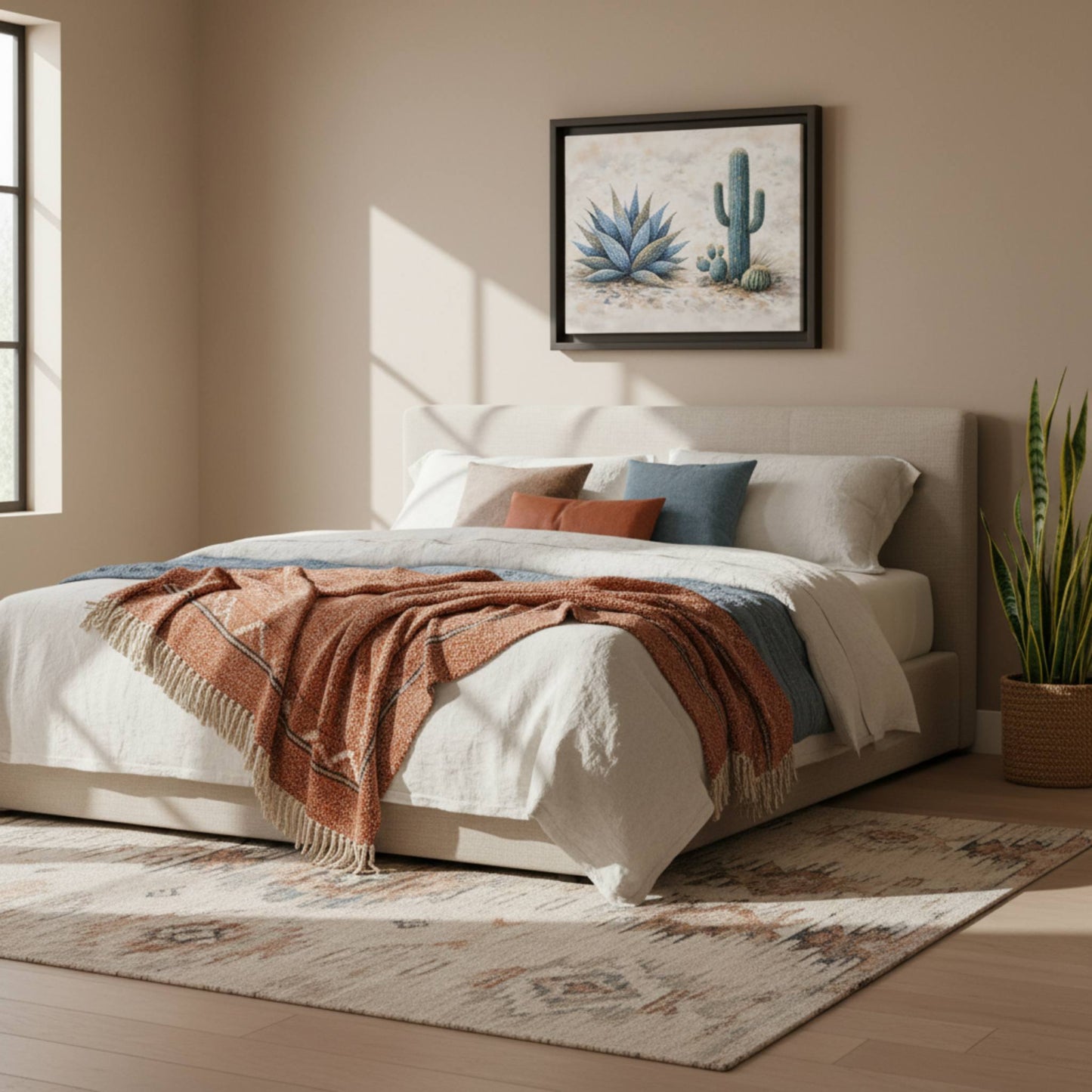 Blue Desert Botanicals Matte Canvas, Framed (Multi - color) - ZumBuys