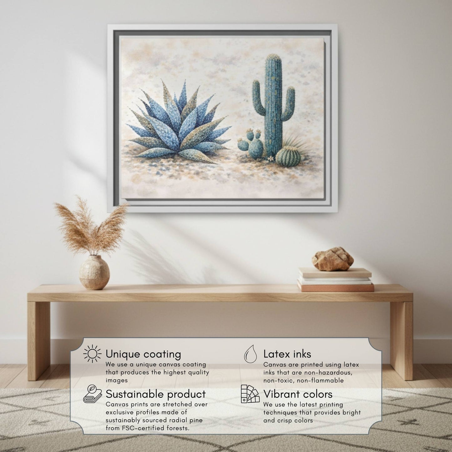 Blue Desert Botanicals Matte Canvas, Framed (Multi - color) - ZumBuys