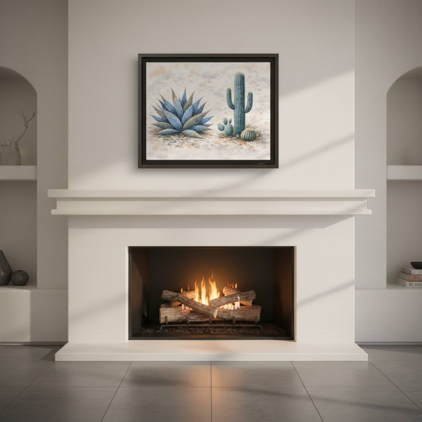 Blue Desert Botanicals Matte Canvas, Framed (Multi - color) - ZumBuys