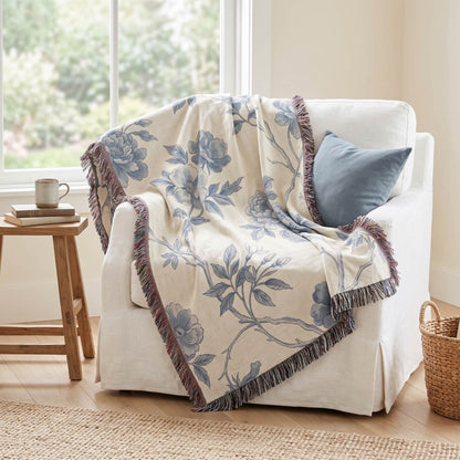 Blue Garden Reverie Woven Blanket - ZumBuys