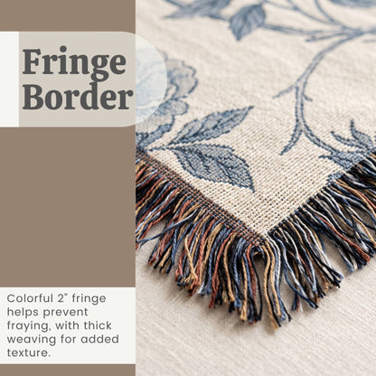 Blue Garden Reverie Woven Blanket - ZumBuys