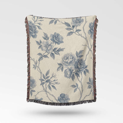 Blue Garden Reverie Woven Blanket - ZumBuys