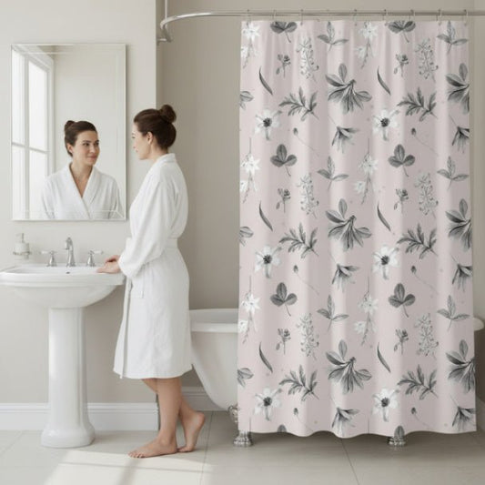 Blush Botanicals Shower Curtains - ZumBuys