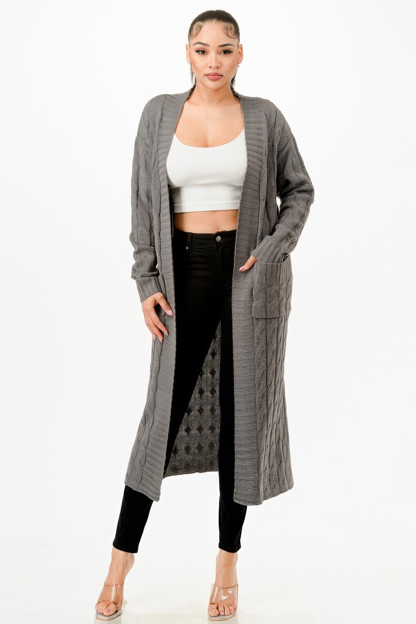 Cable Sweater Long Cardigan - ZumBuys