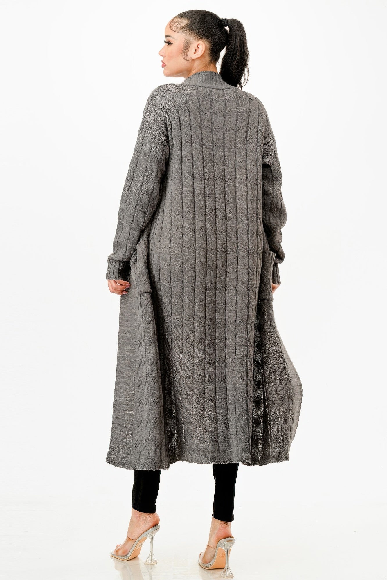 Cable Sweater Long Cardigan - ZumBuys