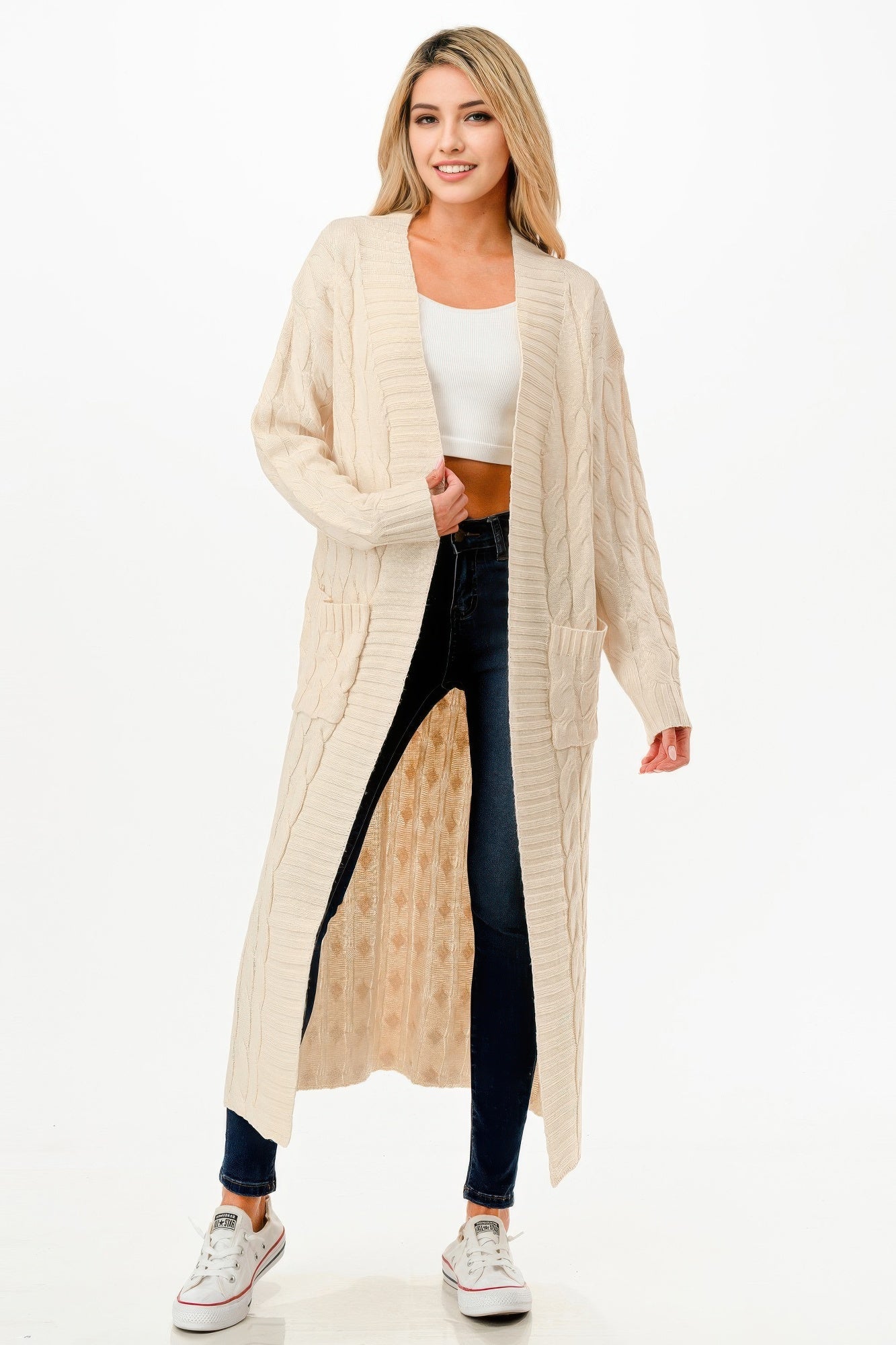 Cable Sweater Long Cardigan - ZumBuys