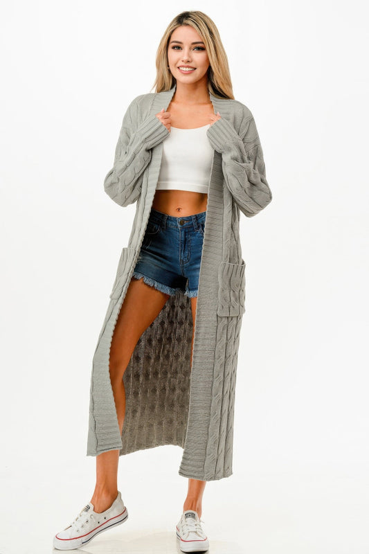 Cable Sweater Long Cardigan - ZumBuys