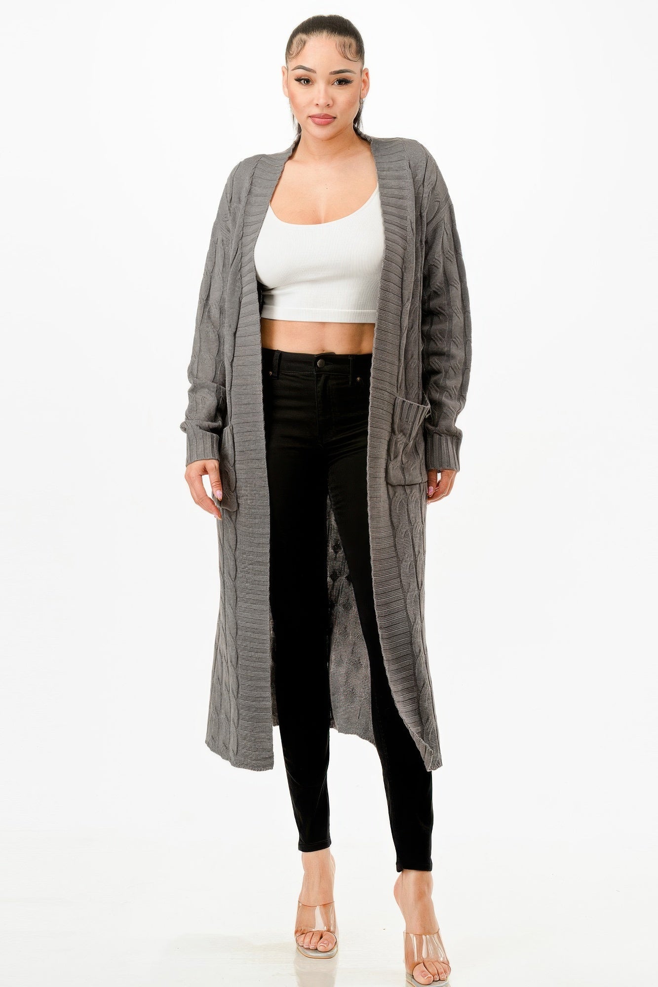 Cable Sweater Long Cardigan - ZumBuys
