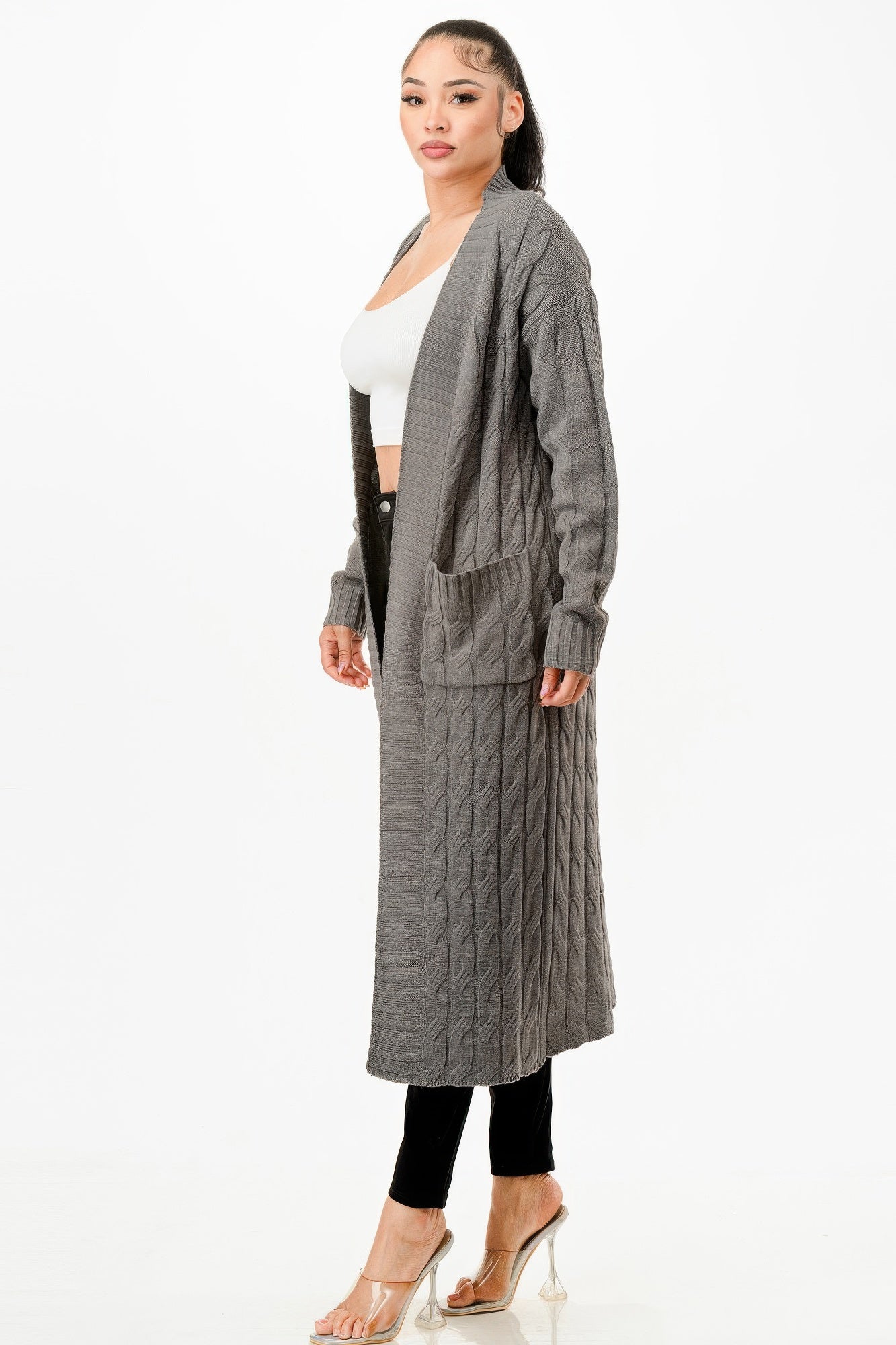 Cable Sweater Long Cardigan - ZumBuys