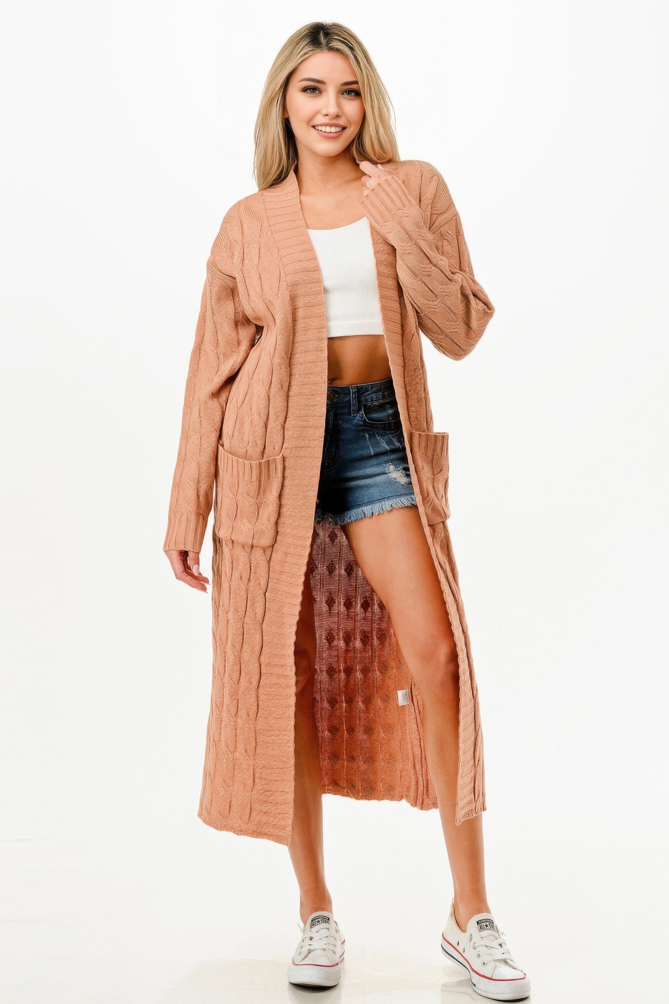 Cable Sweater Long Cardigan - ZumBuys