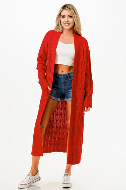 Cable Sweater Long Cardigan - ZumBuys