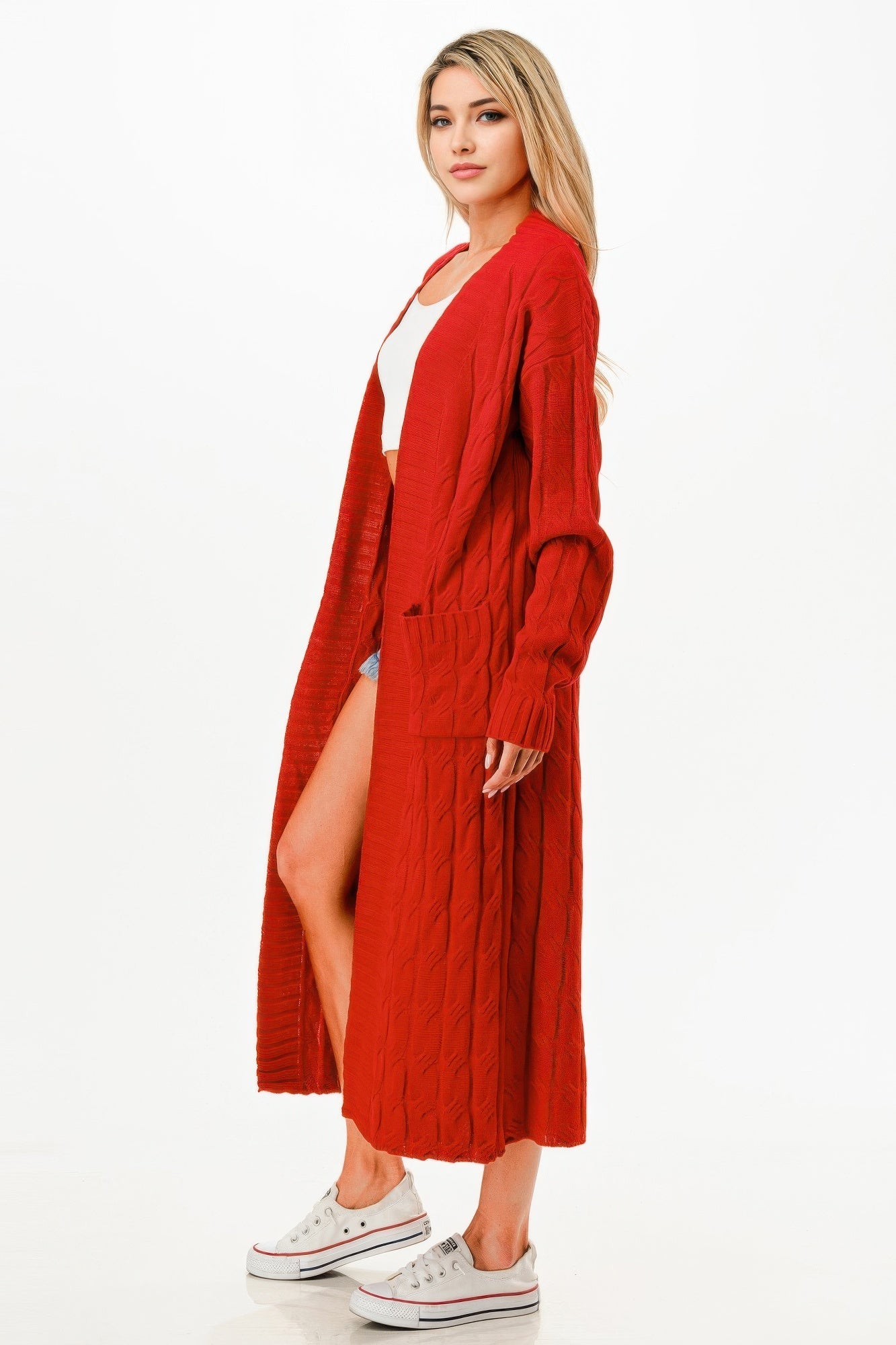 Cable Sweater Long Cardigan - ZumBuys
