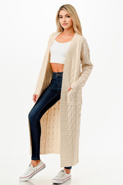 Cable Sweater Long Cardigan - ZumBuys