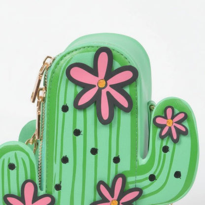 Cactus Crossbody Bag for Women – Novelty Faux Leather Mini Purse with Chain Strap, Cute Festival & Vacation Handbag - ZumBuys