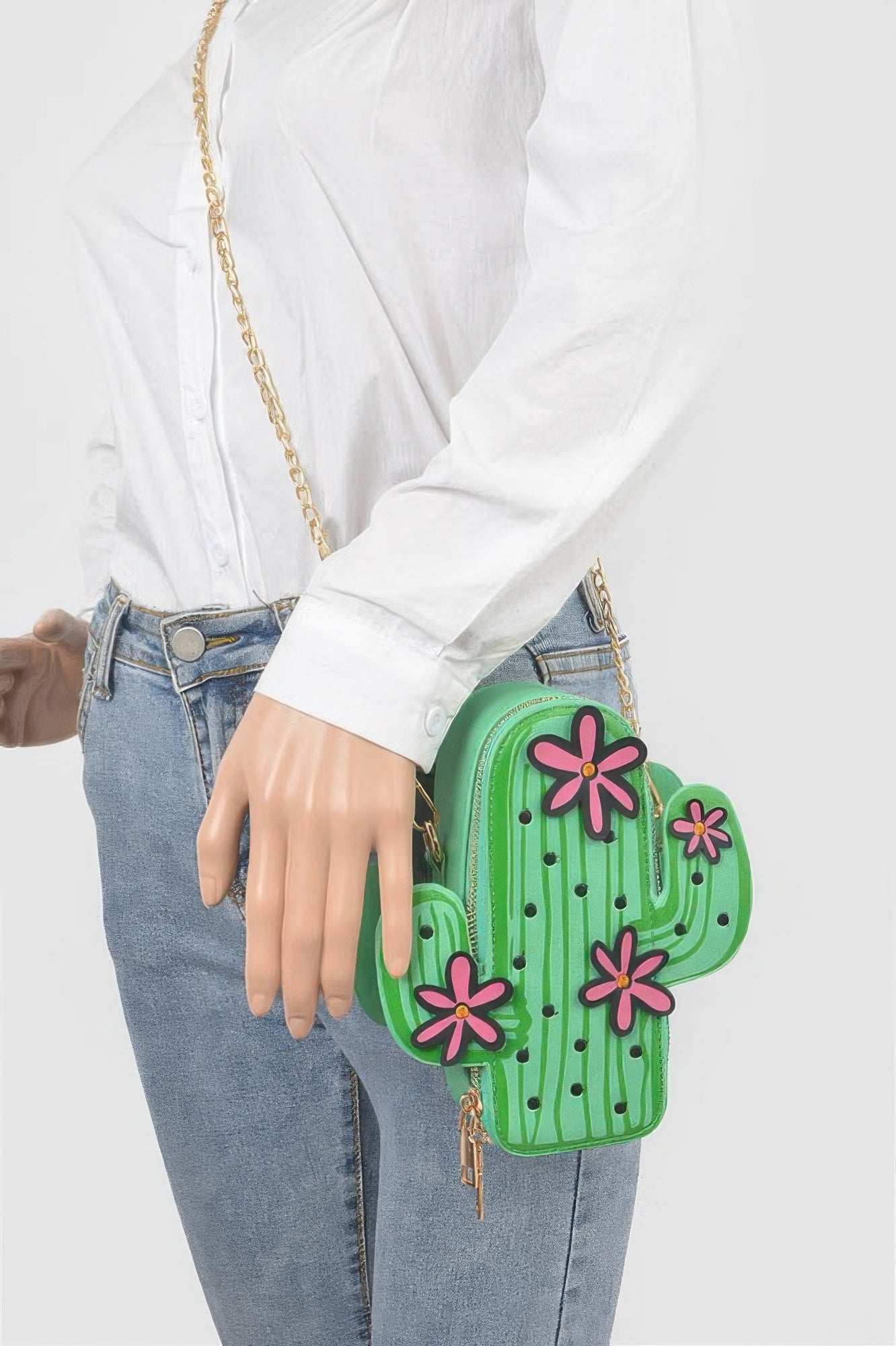 Cactus Crossbody Bag for Women – Novelty Faux Leather Mini Purse with Chain Strap, Cute Festival & Vacation Handbag - ZumBuys