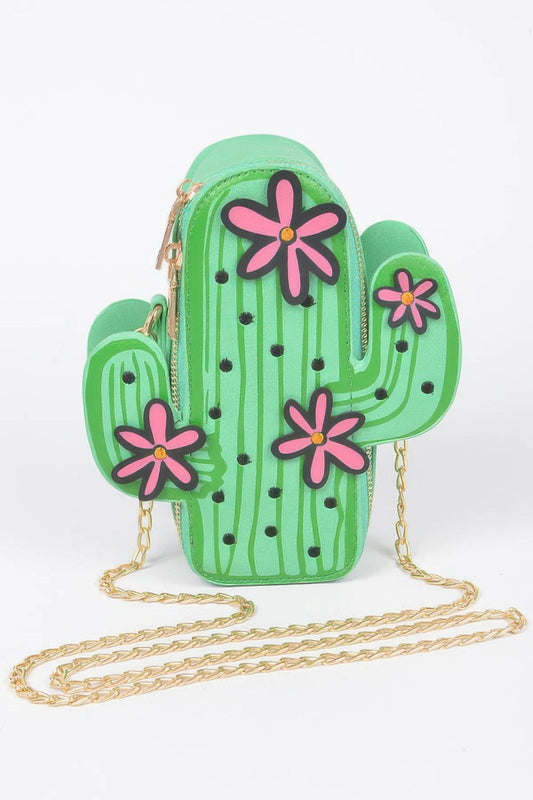 Cactus Crossbody Bag for Women – Novelty Faux Leather Mini Purse with Chain Strap, Cute Festival & Vacation Handbag - ZumBuys