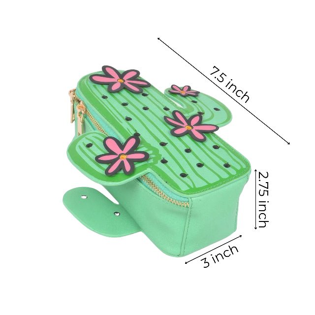 Cactus Crossbody Bag for Women – Novelty Faux Leather Mini Purse with Chain Strap, Cute Festival & Vacation Handbag - ZumBuys