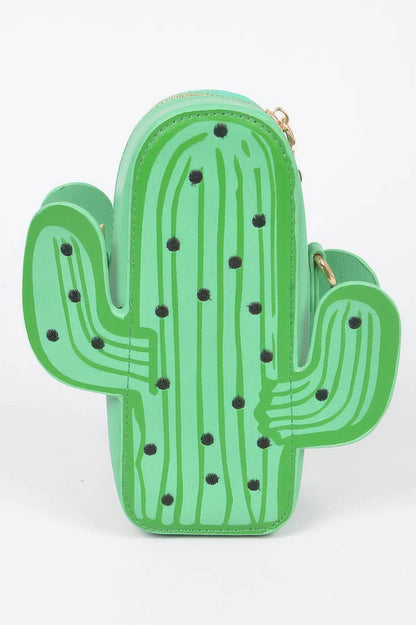 Cactus Crossbody Bag for Women – Novelty Faux Leather Mini Purse with Chain Strap, Cute Festival & Vacation Handbag - ZumBuys