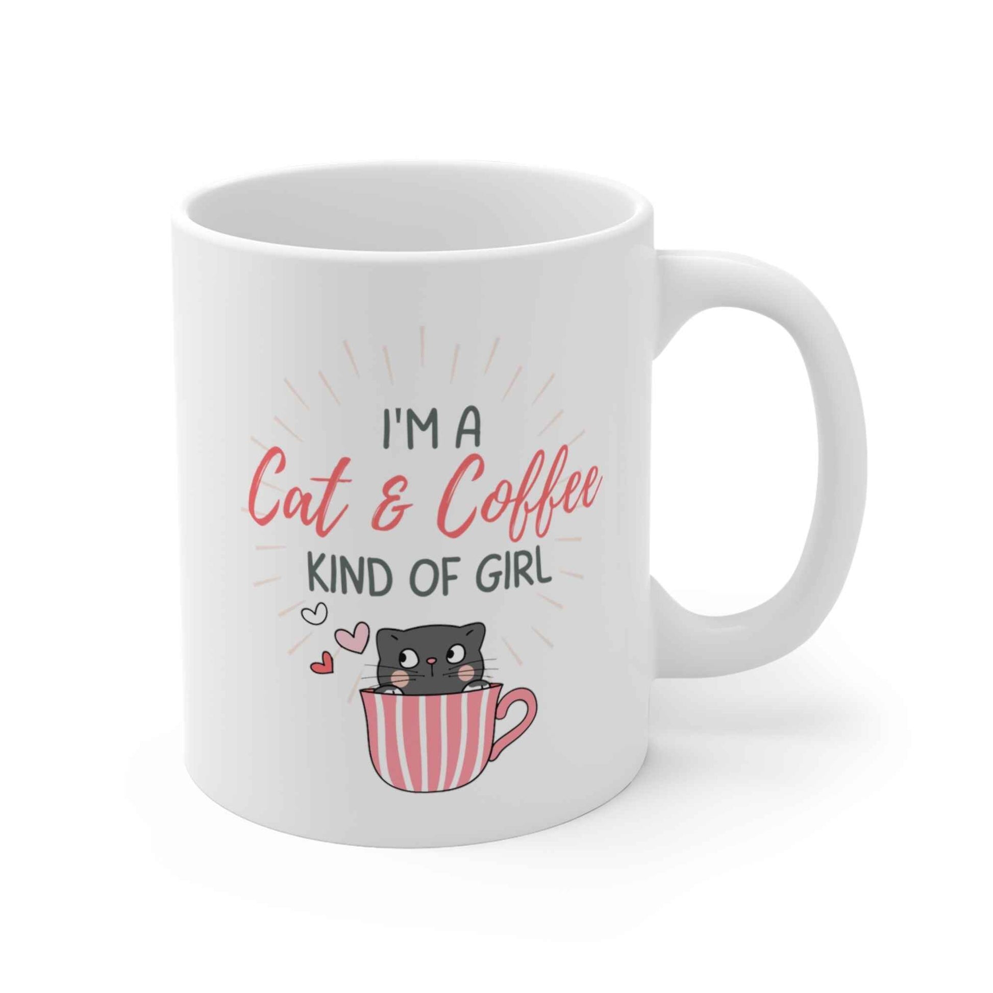 Caffeine Cat Girl Mug 11oz - ZumBuys