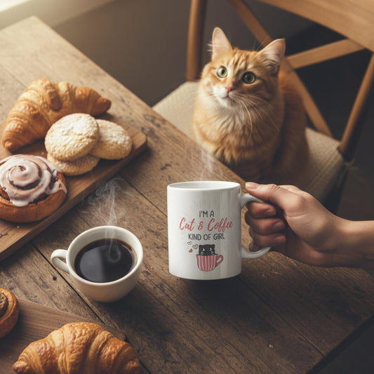 Caffeine Cat Girl Mug 11oz - ZumBuys
