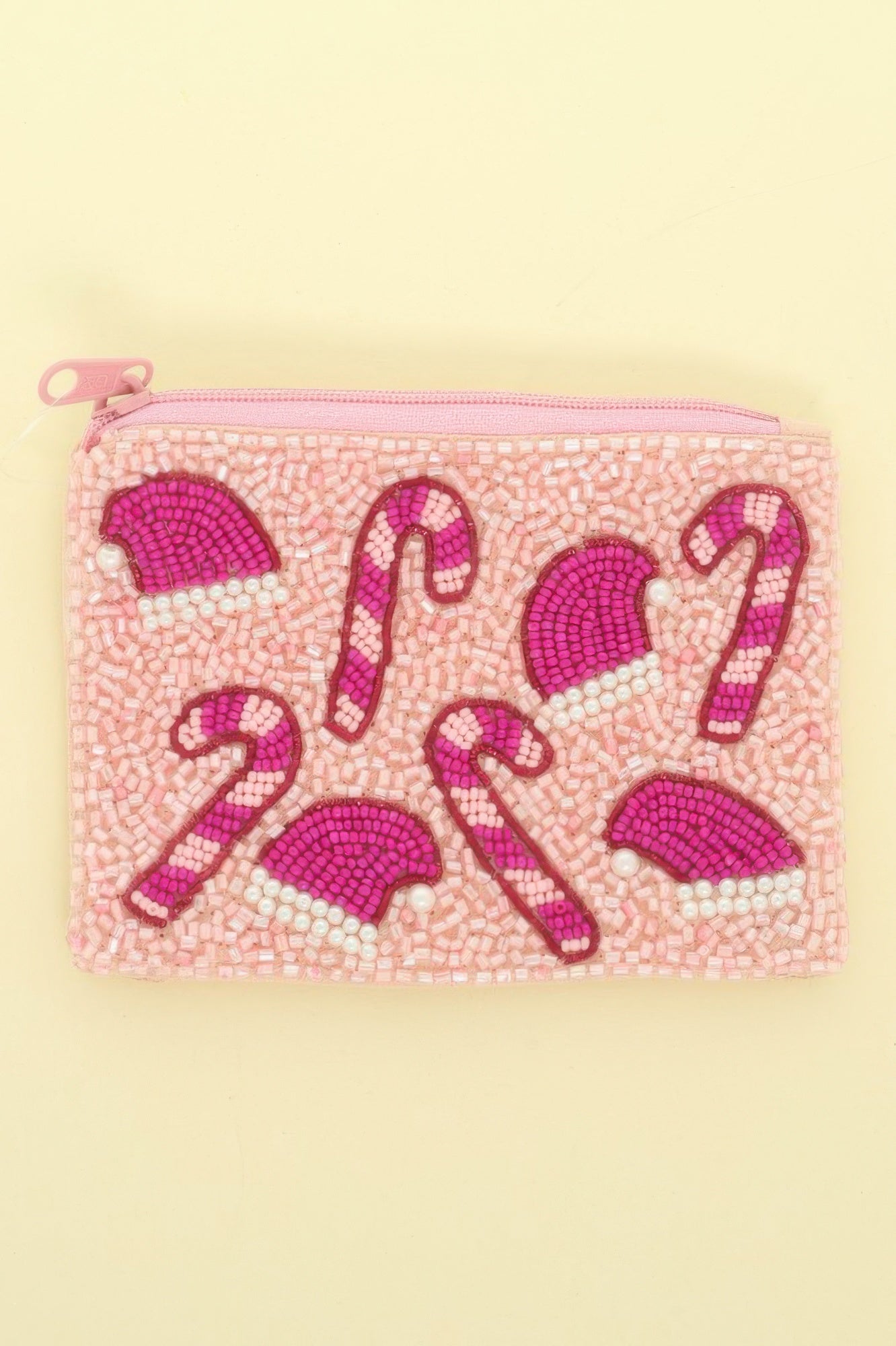 Candy Cane Santa Hat Seed Bead Coin Bag - ZumBuys