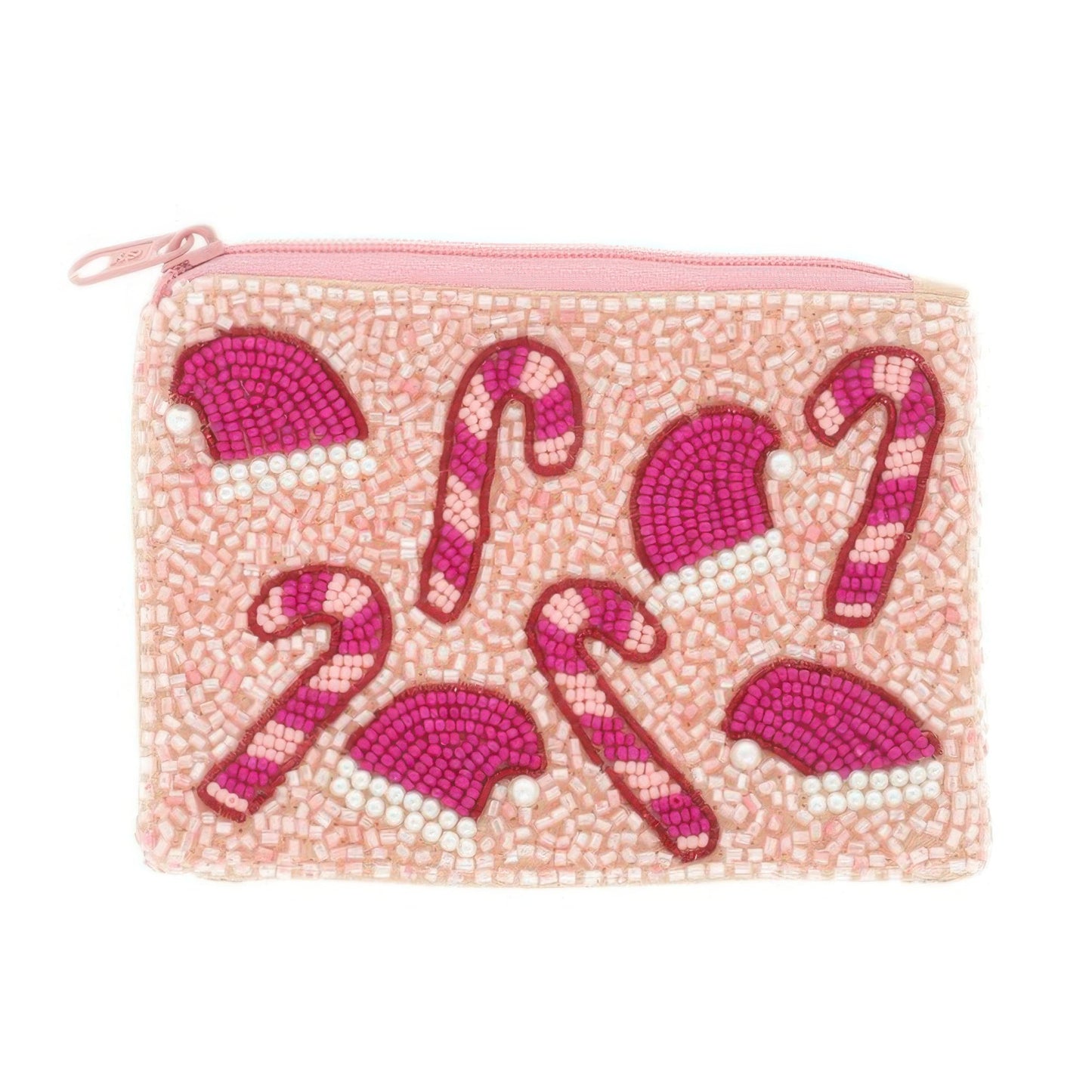 Candy Cane Santa Hat Seed Bead Coin Bag - ZumBuys