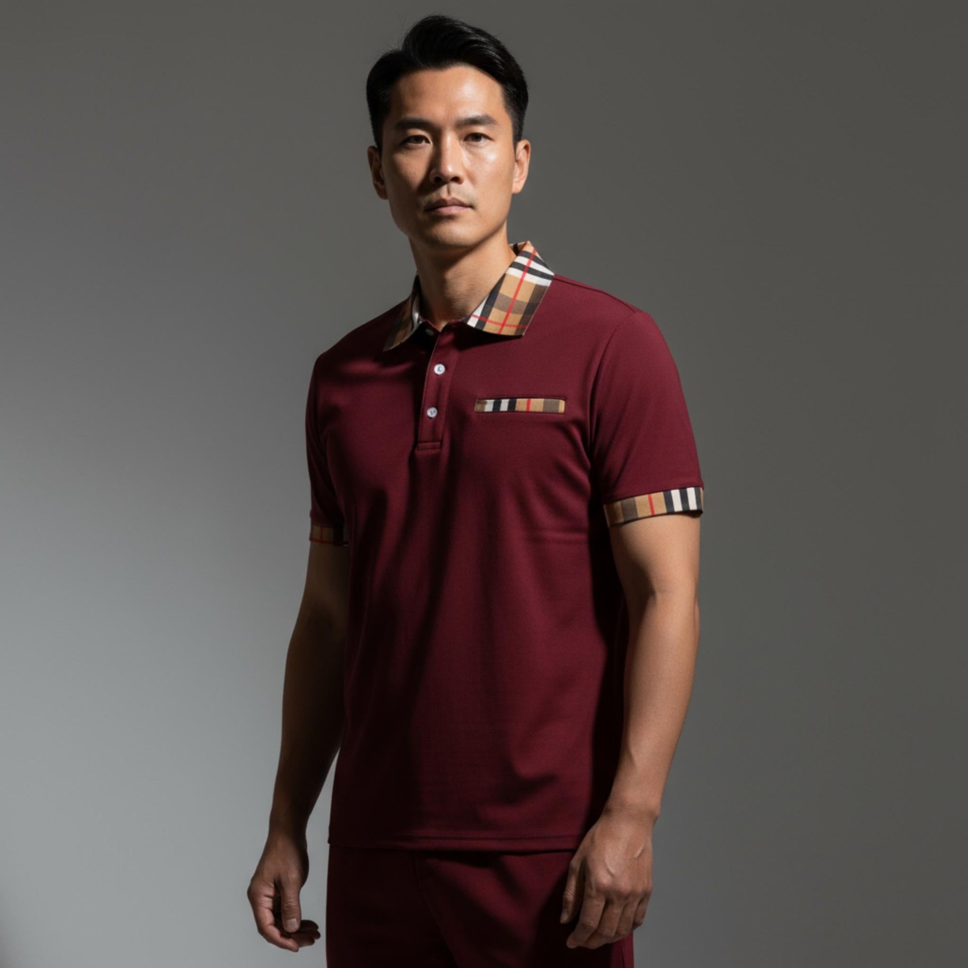 Checkered Plaid Short Sleeve Polo Shirt - ZumBuys