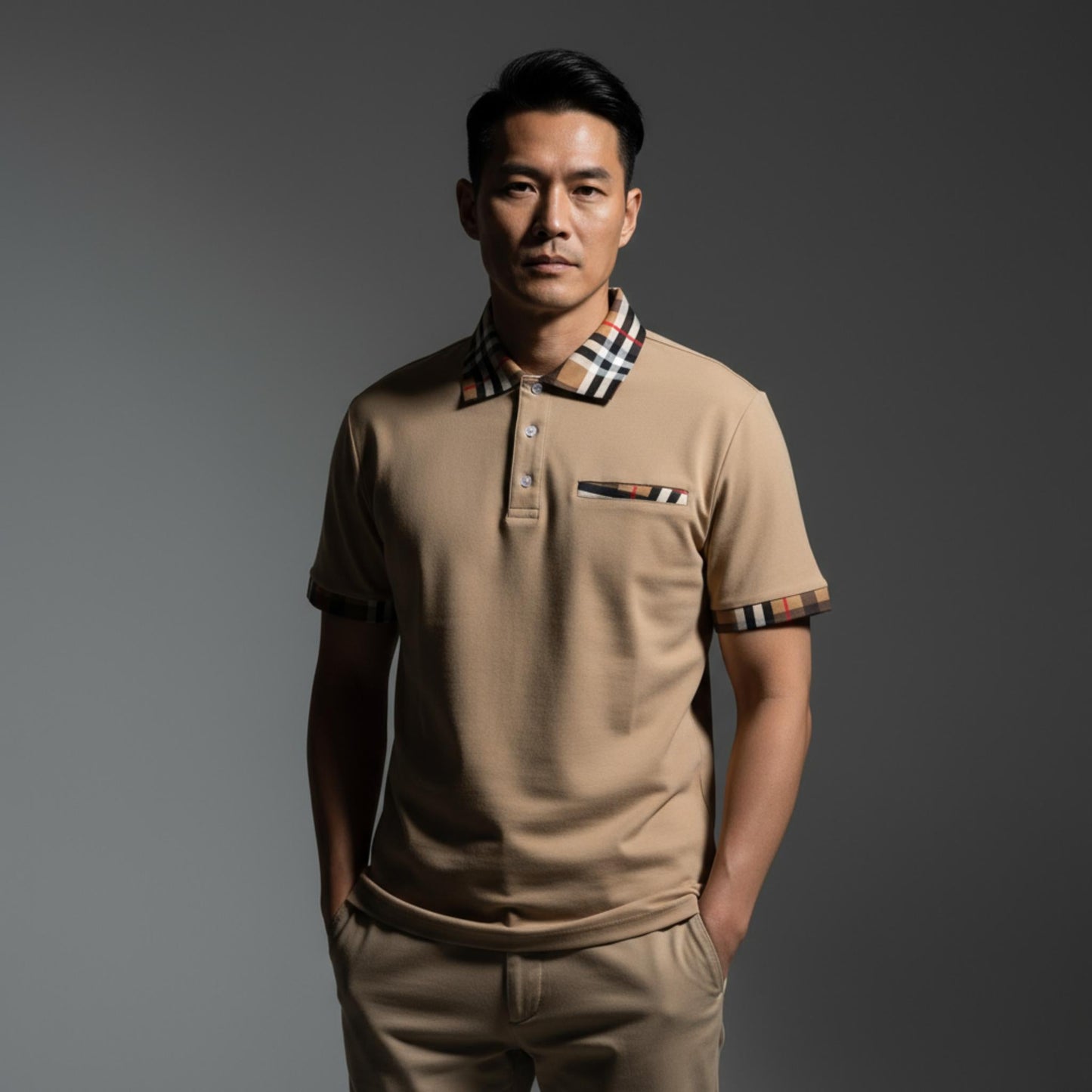 Checkered Plaid Short Sleeve Polo Shirt - ZumBuys